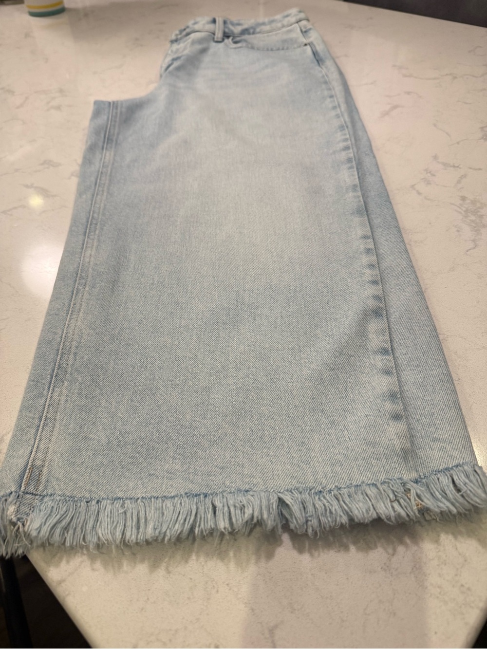 Talbots Light Blue Straight-Leg Jeans with Frayed Hem